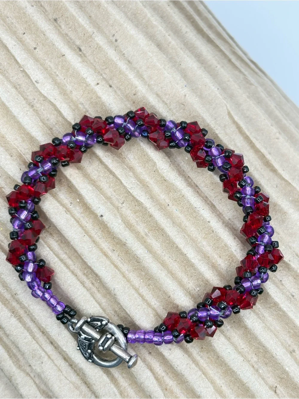 Austrian Swarovski Crystal Handmade Red & Purple Beaded Women's Bracelet